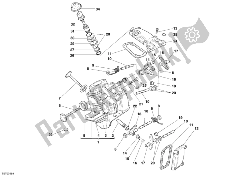 Alle onderdelen voor de Horizontale Cilinderkop van de Ducati Monster S2R 800 2005